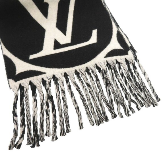 LOUIS VUITTON Flight Mode Medallion Wool Black White Scarf - Picture 7 of 10